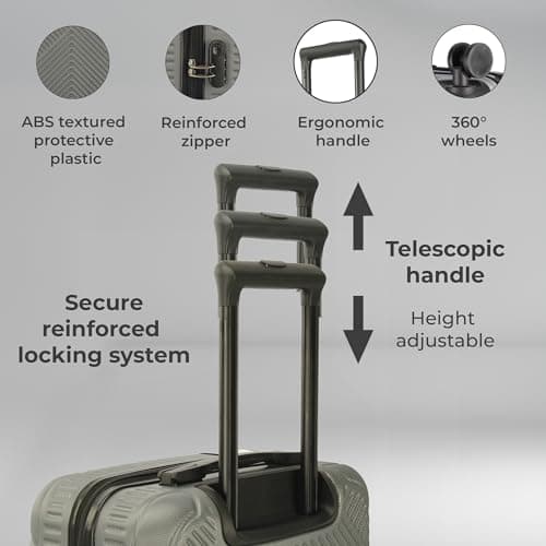 Neo 3 Piece Hard Shell Luggage Suitcase Set ABS Expandable Handle Lightweight Durable Trolley Travel with 360 Spinner Wheels Inbuilt Lock 20" 24" 28" (Titanium) — view 4