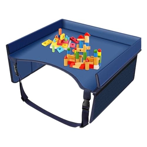 Foldable Car Seat Tray for Kids Travel 15.75x12.6x7.87 in Multifunctional Kids Lap Desk Travel Tray with Pockets Lap Desk Organizer Must Have for Eating Road Trip Airplane