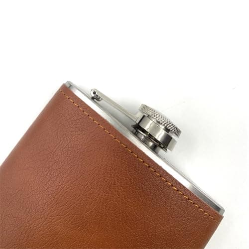 Guijinhao 2 pcs 6oz Hip Flask with 2 Funnels, Stainless Steel Portable Pocket Whiskey Flask with Leather Wrapped Cover, Flasks for Liquor Outdoor Men Women Travel Gift (C6-2) — view 5