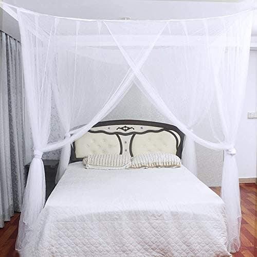 AKORD White Mosquito Canopy Polyester Insect Protection Box Net Travel Double Bed Rectangular, with Slits, 220x200x210cm — view 3