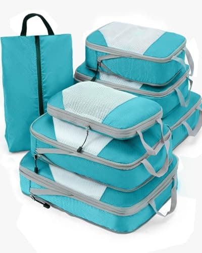 Meowoo 7-Piece Compression Packing Cubes for Luggage, Travel Organisers