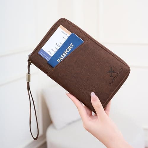 Toctax Passport Holder Travel Wallet for Family, RFID Passport Wallet Travel Document Holder for Men and Women (Coffee) — view 3