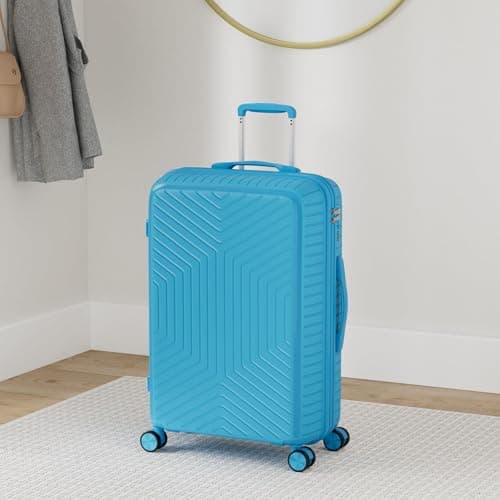 DK Luggage 24" Medium Hard Shell Polypropylene PP Suitcase 4 Wheel Spinner Luggage PP20 Blue — view 2