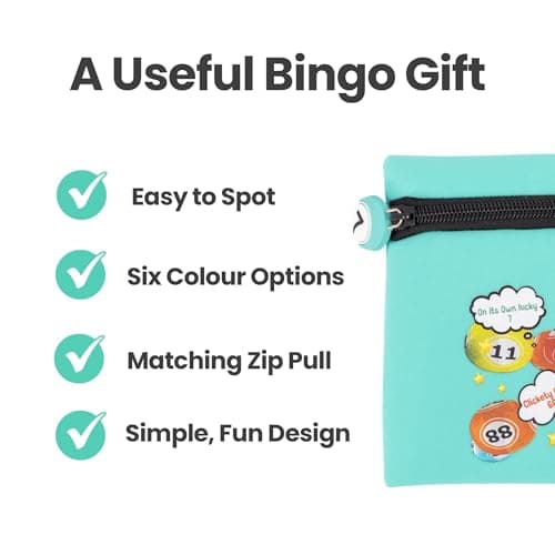 evelay Bingo Dabber Case Holder Storage Bag | Fun Bingo-Themed Design | Holds Multiple Dabbers & Pens | Lightweight Travel Case with Lucky Number Zip Pull | Teal — view 5