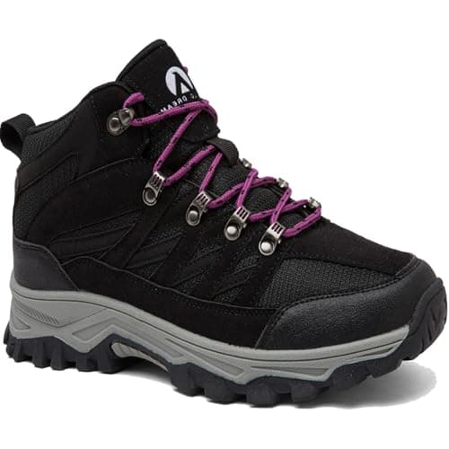 HODTOB Hiking Boots Mens Womens Lace-up Non-Slip Outdoor Men Women Mountain Trekking Shoes for All Season Walking Travelling Backpacking Camping Shoes Sneaker Black Red-5UK