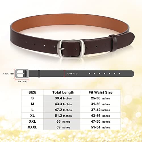 JASGOOD 2 Packs Women Faux Leather Belts for Jeans Fashion Ladies Waist Belt Black Coffee Small — view 4