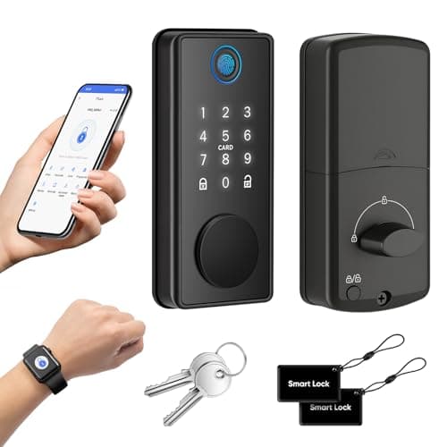 MYPIN Smart Door Lock with Biometric Fingerprint & Touchscreen Keypad, 6-in-1 Unlock, One-Touch Lock/Unlock, Auto Door Swing Detection Compatible with Apple Watch for Front Door