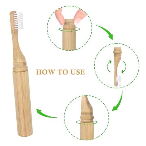 SWKJ Portable Bamboo Toothbrushes, 2 Pcs Folding Bamboo Toothbrush — view 5