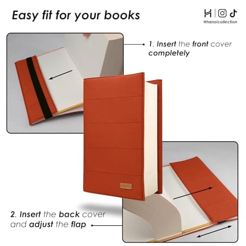 HANOI Collection® Adjustable™ Padded Book Sleeve, Book Protector, Padded Book Cover for Hard Covers and paperbacks. (Orange, Small) — view 5