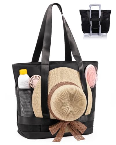 Large Beach Tote Pool Swim Bag for Women Sandproof with Wet Compartment