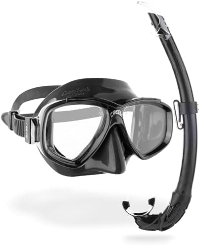 Cressi Perla Separate Glass Mask & Snorkel Set for Adults - Low-Volume Diving Mask - Dry-Top Snorkel Set - For Diving & Snorkelling - Black/Black - Combo Set Perla Mask + Mexico Snorke — view 2