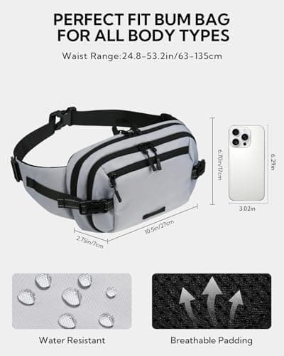 Waterfly 3L Large Bum Bag: RFID Blocking Anti-Theft Fanny Pack for Travel — view 2