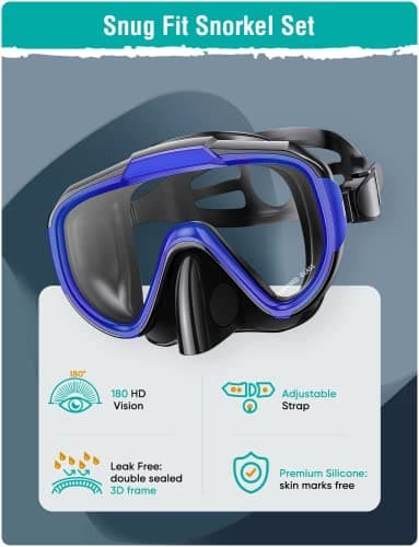 Lealinga Snorkel Set Adult Kid Panoramic View Snorkel Mask with Travel Bag — view 2