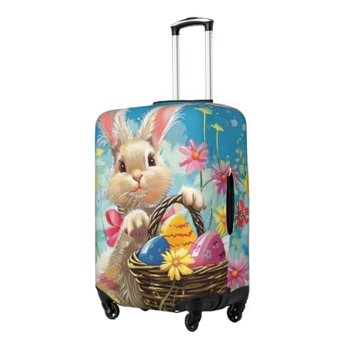 JTNWEC Spring Happy Festival Holiday Print Travel Luggage Cover - Personalization Elastic Suitcase Protector,, Black, L( Fit 25-28 Inch Luggage) — view 2