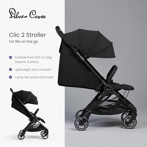 Silver Cross Clic 2 Compact Stroller & Travel Bag, Birth to 22kg, Space — view 3