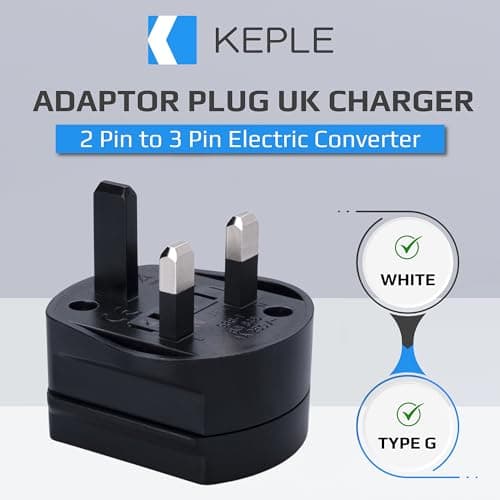 Toothbrush Adaptor Plug UK Charger Adapter Shaver Socket 2 Pin to 3 Pin Electric for Razor Plugs Bathroom Two to Three Prong Charging Tooth Brush Plugs Adapters Electrical Shaving (Black) — view 2