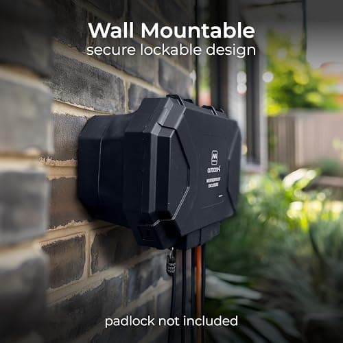 Masterplug Collapsible Electrical Connection Box, Cable Enclosure with 4 Plug Socket 8m Extension Lead, Weatherproof, Outdoor, H154mm x W376mm x D230mm, Black, IP54, WBCBBFG8B — view 6