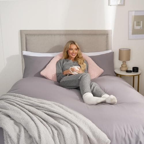 OHS Teddy Pillow V Shaped Blush Pink, Pregnancy Pillows for Sleeping Relaxing Super Soft Warm Comfy Pillow Snuggle V Shaped Cushion for Bed, 68 x 45 x 18cm — view 6