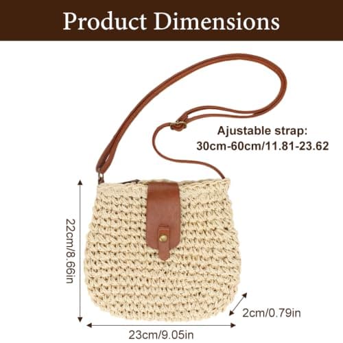 Straw Bag for Women，Beach Woven Straw Crossbody Bag with Adjustable Strap — view 2