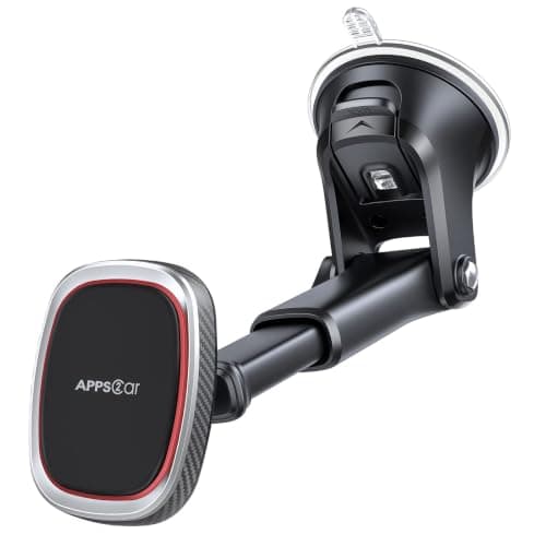APPS2Car Magnetic Phone Car Mount - Strong 6 Magnet Holder, Flexible Adjustable Dashboard Mount for iPhone & More
