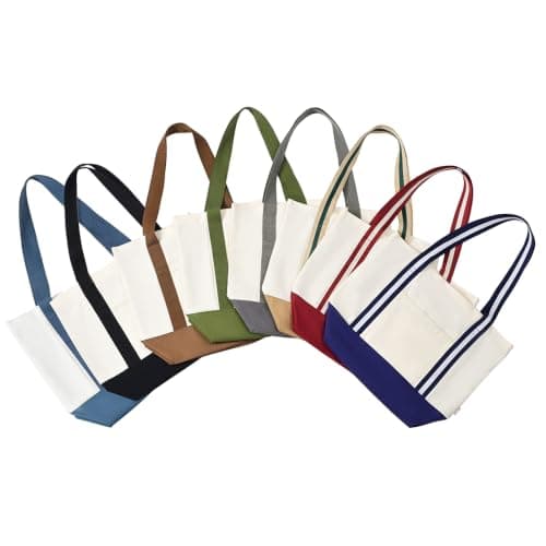 Augbunny Canvas Large Capacity Color Block Zipper Pocket Reusable Shopping Grocery Multi-Purpose Beach Tote Bag — view 5