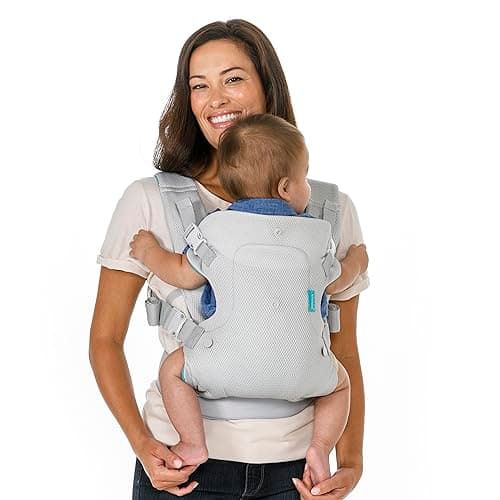 Infantino Flip 4-in-1 Light & Airy Convertible Baby Carrier - Breathable, Lumbar Support, Adjustable Waist Belt, Head Support, Ergonomic Seat, Plush Straps for Newborn to Toddler 3,6-14,5kg