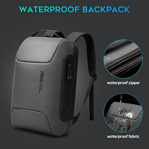 BANGE Anti Theft Backpack with USB charging Port,Lightweight Business Backpack for Men and Women, Grey(upgrade), M, Laptop — view 6