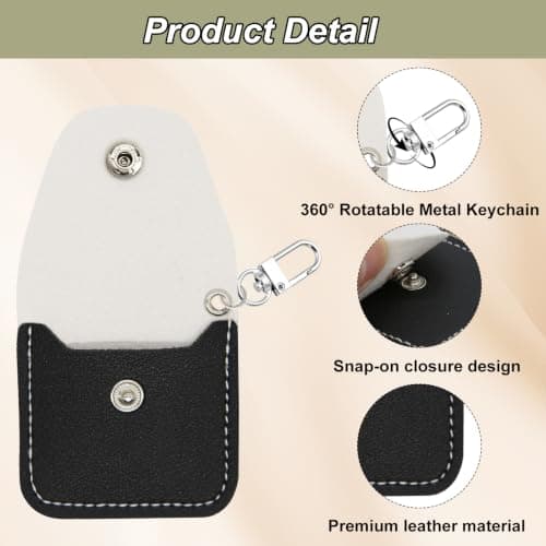 2Pcs Lip Balm Keychain Leather Bag Holder for Mini vaseline, Mini Chapstick Holder Keychain Compatible with Vaseline Lip Therapy 0.25 Oz, EDC Lotion Balm Sunscreen For Travel Gym Jewelry Storage Pouch — view 3