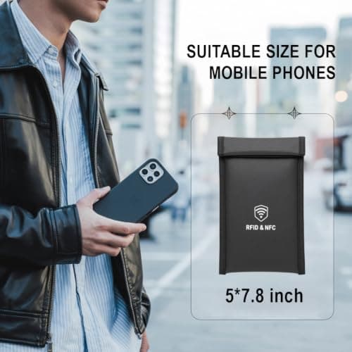 XIAODUN Military Grade Faraday Bags for Phones [5G/Bluetooth/WiFi/GPS] Signal Blocker, Fireproof Waterproof Anti-Scratch | Detachable Wrist Strap, RFID Blocking Anti-Tracking Pouch — view 5