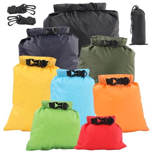 kuou 8 Pack Waterproof Dry Bags, 1.5L-13L, Lightweight, Multicolor
