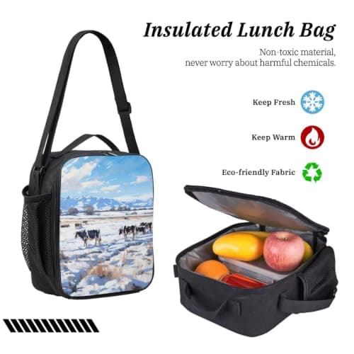 HETPLKD Cow Outdoors Backpack Set 3 PCS - 17 Inch Laptop Backpack with Lunch Bag, Waterproof Daypack Insulated Lunch Box Large Capacity Coin Pouch Personalized Gift — view 6