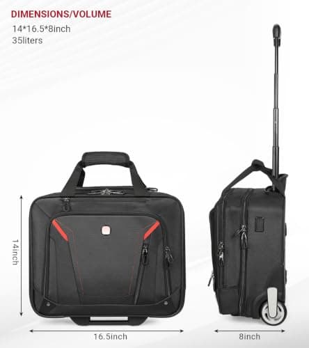 star cloud Rigid Frame Rolling Laptop Bag 18"×14"×8", Water-Resistant Rolling Briefcase with Wheels, Business Travel Computer Bag, Underseat Carry on Luggage for Men & Women — view 5