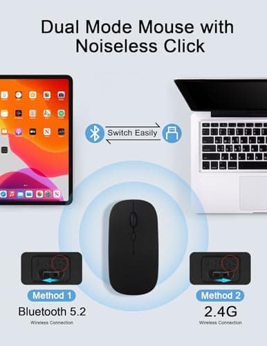 SOPPY Rechargeable Bluetooth Keyboard with Wireless Mouse, Black & Grey — view 5