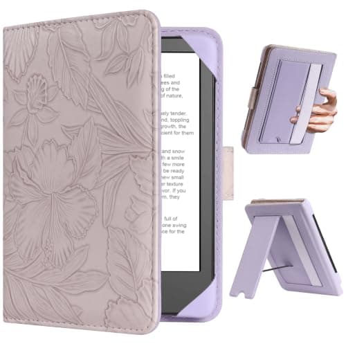 HoYiXi Universal Case For 6 inch eReader,Compatible with Kindle/Kobo Clara HD/Kobo Clara 2E/Paperwhite/PocketBook/Tolino eReader,with HandStrap/Kickstand, Cover Case for 6'' eReaders,Purple