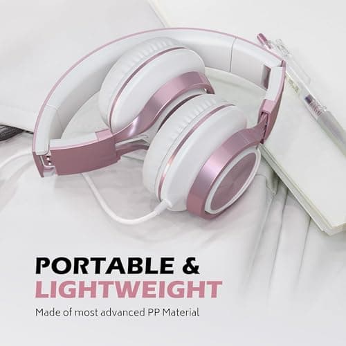 Ailihen C8 Wired Headphones with Microphone and Volume Control, Rose Gold — view 6