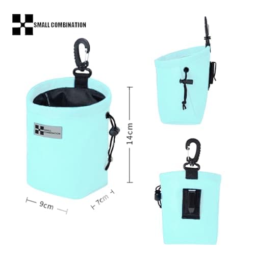 Small Combination Nylon Drawstring Bag with Carabiner, Mint Green (Aqua Green) — view 3