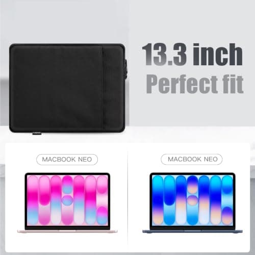 TiMOVO Laptop Sleeve for MacBook Neo/Air/Pro, 13.3-14 Inch, Black — view 2