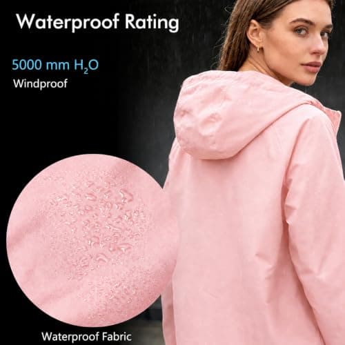 Innfttwo Lightweight Rain Jackets Womens ladies Waterproof Jackets with Hood Packable Raincoat Women for Running Cycling Hiking (UK, Alpha, XS, Regular, Regular, Pink) — view 3