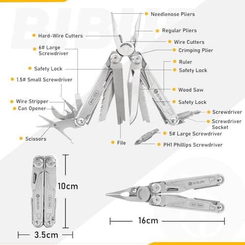 BIBURY Multitools, Upgraded Multi Tool Pliers Stainless Steel EDC Tool — view 2