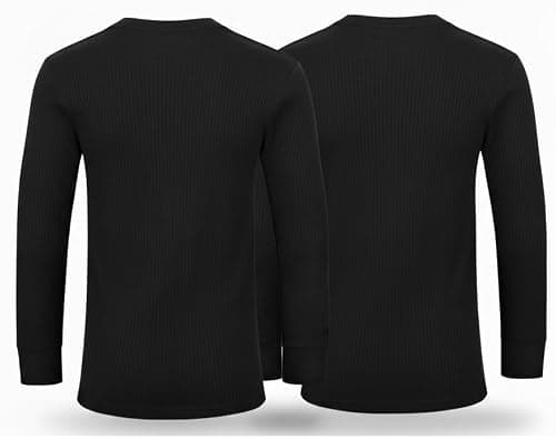 Mens Thermal 2 Pack Underwear Vests Long Sleeve Tops, Thermal T-Shirt Warm Underlayer Winter Thermals Base Layer Clothing Men Vest Top Size S-XXL (XXL Black) — view 2