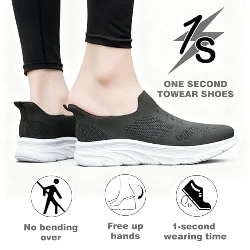 Dhinash Fashion Trainers Mens Slip on Trainers Casual Lightweight Breathable Nordic Walking Shoes Road Running Shoes Outdoor Sports Gym Athletic Fitness Sneakers Green 8UK — view 2