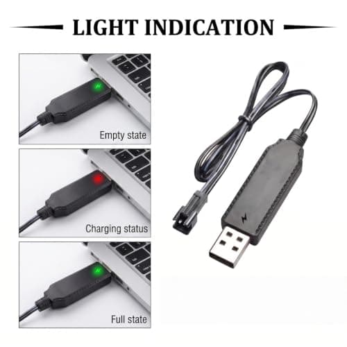 3.7V USB Battery Charger Cable for Lipo Battery with SM-2 Pin Plug — view 6