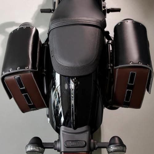 Brown Vintage Leather Motorcycle Saddlebags, Luggage Bags for Cruiser, Touring, Chopper, Rustic Leather Motorcycle Bags — view 2