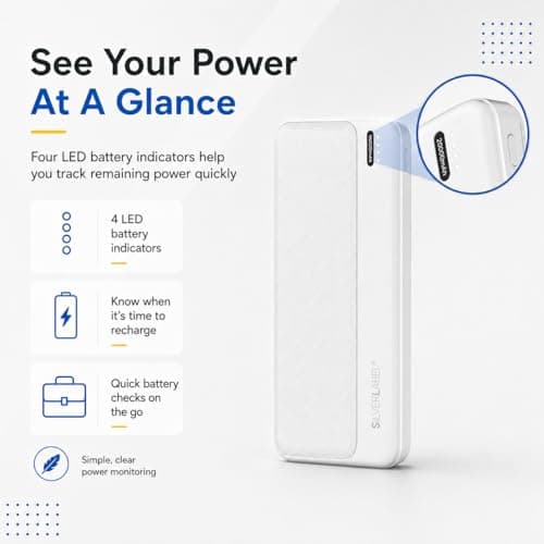 SilverLabel 20,000mAh Power Bank - White Universal Portable Power Bank with USB Output for Emergency Charging of Phones and Other Devices — view 4