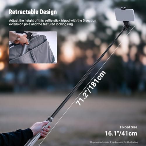NEEWER BASICS Rolling Light Stand with 1/4" Screw & Phone Holder, Adjustable Aluminum Alloy Tripod with Detachable Wheels for Photography Video Lighting Cell Phone DSLR Action Camera Webcam, ST012 — view 6