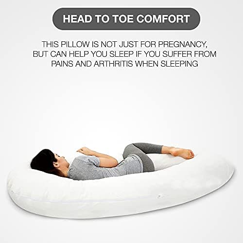 100% Pure Cotton Case 9ft Long Luxurious U-Shaped Pregnant Body Pillows Filled With Hollowfiber – Comfortable Sleeping Maternity Pillows For Back And Belly Support (Pink) — view 4