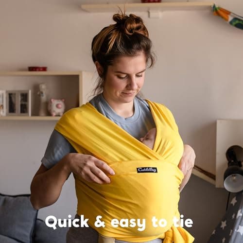 Cuddlebug Baby Wrap Carrier, Soft Stretchy Newborn Sling, 3-16 kg, Yellow — view 6
