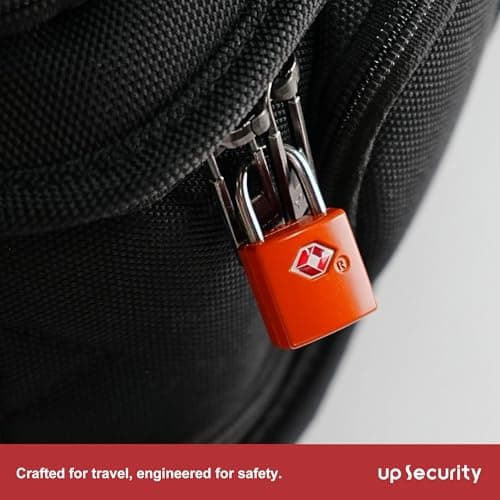 UP Security TSA Locks for Luggage with Keys, Luggage Locks TSA Approved 4 Pack, International Travel Essentials, Small Padlock with Key, Mini Padlock for Suitcase, Backpack, Orange, Compact Minimalist — view 6