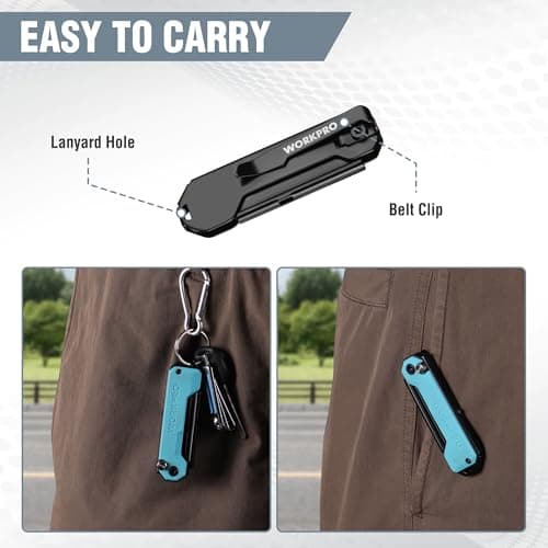 WORKPRO Folding Utility Knife with 10 SK5 Blades, Box Cutter with Belt Clip — view 5