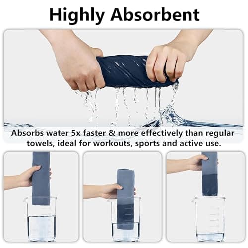 Lepat Microfibre towel, Ultra Lightweight Gym Towel, Super Absorbent Compact Camping Towel, Quick Dry Microfiber Towels for Sports Hiking Travel Camping Beach Swimming (Navy Blue, 40 * 80cm) — view 6